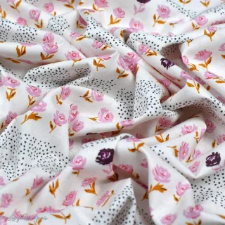 Coupon de tissu popeline de coton motif pois et fleurs "Mayfair" de Amy Sinibaldi - Rose - 130cm - Oekotex - AGF Art Gallery Fa