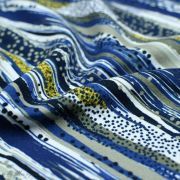 Tissu french terry coton motif rayures - Bleu, ocre, gris et blanc - Oeko-Tex ® - Stenzo Textiles ® Stenzo Textiles ® - Tissus O