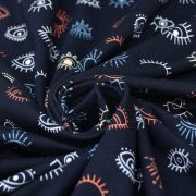 Tissu jersey motif yeux "Luna et Laurel" - Noir et tons oranges - Oekotex - AGF ® Art Gallery Fabrics ® - Tissus - 5