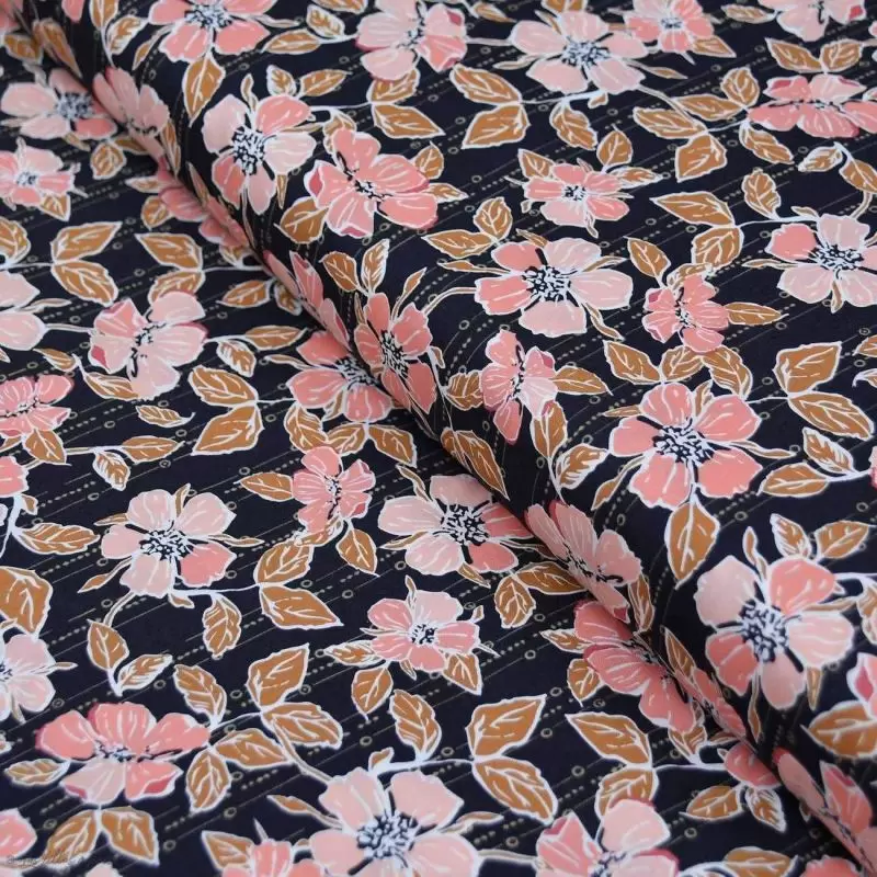 Tissu coton motif fleurs "Homebody" - Gris et terracotta - Oekotex - AGF ® Art Gallery Fabrics ® - Tissus - 1