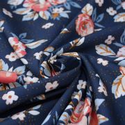 Tissu coton motif fleurs "Homebody" - Bleu foncé, orange et vert - Oekotex - AGF ® Art Gallery Fabrics ® - Tissus - 2