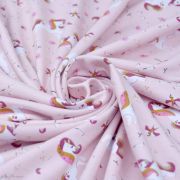 Tissu jersey coton motif licorne "Ingela" - Rose - Oeko-Tex ® Domotex ® - Tissus Oekotex et BIO - 2