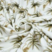 Tissu jersey coton motif singe "Palm and Monkeys" - Blanc et marron - Oeko-Tex ® Family Fabrics ® - Tissus oekotex - 2