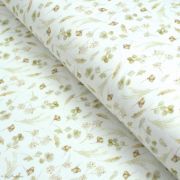 Tissu jersey côtelé motif fleurs "Romantic Dried" - Blanc cassé et tons ocre - Oeko-Tex ®