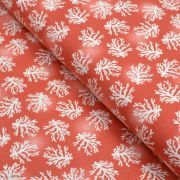 Tissu coton motif coraux "Beach Travel" - Orange e blanc - Oekotex - AGF ®