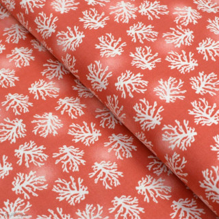 Tissu coton motif coraux "Beach Travel" - Orange e blanc - Oekotex - AGF ® 3 Wishes Fabrics ® - 1