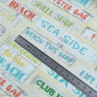 Coupon de tissu coton motif panneaux "Beach Travel" - 170cm - Multicolore - Oekotex - AGF - 5