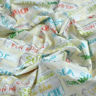 Coupon de tissu coton motif panneaux "Beach Travel" - 170cm - Multicolore - Oekotex - AGF - 4