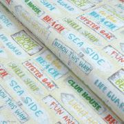 Tissu coton motif panneaux "Beach Travel" - Multicolore - Oekotex - AGF ®