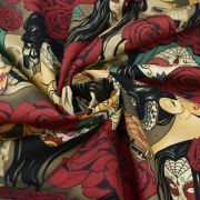 Tissu coton motif tête mexicaine "Nocturna" - Noir et pourpre - Henry Alexander ® Alexander HENRY Fabrics ® - Tissus - 7