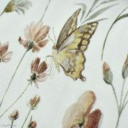 Tissu jersey côtelé motif fleurs "Flowers and Butterflies" - Blanc cassé et tons ocre - Oeko-Tex ® Family Fabrics ® - Tissus oek