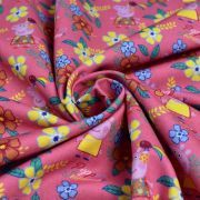 Tissu coton "Peppa Pig" motif fleurs - Rose - Oeko-Tex ® et GOTS ® Autres marques - Tissus et mercerie - 3