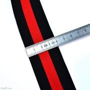 Elastique plat rayures - noir et rouge - 40mm - 2