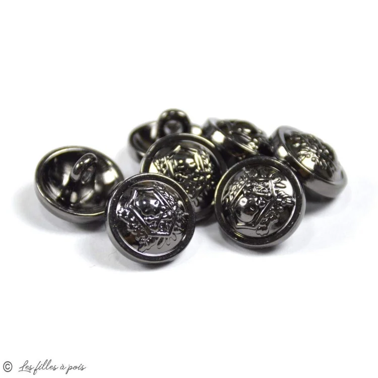Boutons à queue - Rond tête de mort - Métal argenté Tissus et mercerie créative – Nos sélections sans marque - 5 Boutons à queue - Rond tête de mort - Métal argenté Tissus et mercerie créative – Nos sélections sans marque - 5
