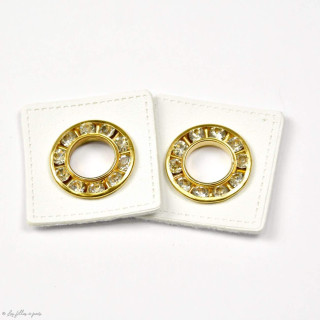Oeillet strass simili cuir de couture carré - Lot de 2 - 8.5mm Autres marques - Tissus et mercerie - 1
