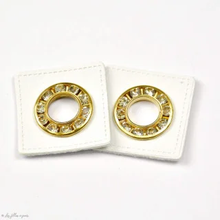 Ponto quadrado com ilhós de strass em imitação de pele - Conjunto de 2 - 8.5mm Tissus et mercerie créative – Nos sélections sans
