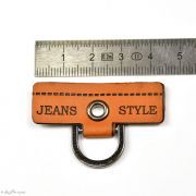 Badge simili cuir "Jeans Style" avec anneau - 45mm - 2