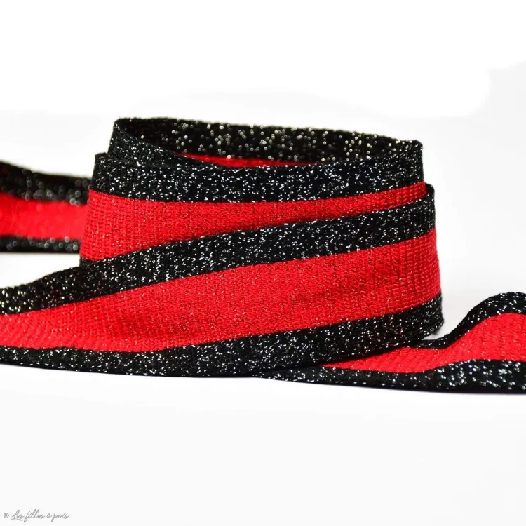 DESTOCK Fita em jersey às riscas de lurex - Preto e vermelho - 35 mm Tissus et mercerie créative – Nos sélections sans marque - DESTOCK Fita em jersey às riscas de lurex - Preto e vermelho - 35 mm Tissus et mercerie créative – Nos sélections sans marque -