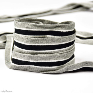 DESTOCK Ruban jersey à rayure sporty - Gris, Noir et blanc - 20mm Autres marques - Tissus et mercerie - 1