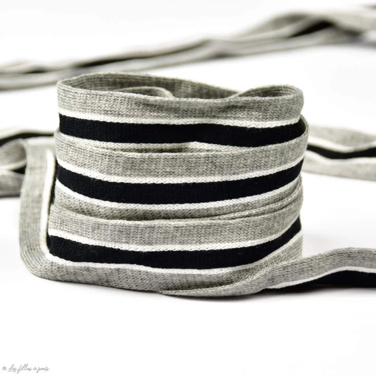 DESTOCK Cinta de jersey a rayas deportivas - Gris, negro y blanco - 20mm Tissus et mercerie créative – Nos sélections sans marqu DESTOCK Cinta de jersey a rayas deportivas - Gris, negro y blanco - 20mm Tissus et mercerie créative – Nos sélections sans marqu