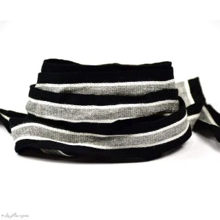 DESTOCK Fita de jersey com riscas desportivas - Preto, cinzento e branco - 20 mm Tissus et mercerie créative – Nos sélections sa
