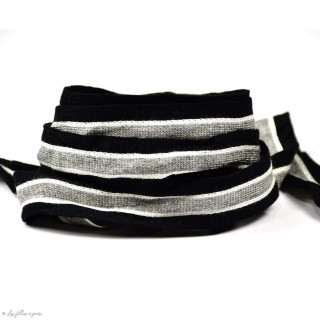 DESTOCK Ruban jersey à rayure sporty - Noir, Gris et blanc - 20mm Autres marques - Tissus et mercerie - 1