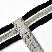Ruban jersey à rayure sporty - Noir, Gris et blanc - 20mm  - 2