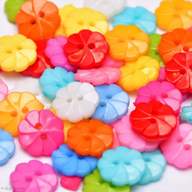 Boutons résine - Fleur - Lot de 50 - Multicolore  - 1