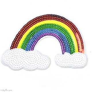 Ecusson sequin Arc-en-ciel - Multocolore - Thermocollant  - 1