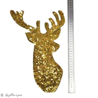 Ecusson sequin cerf - Thermocollant Tissus et mercerie créative – Nos sélections sans marque - 2