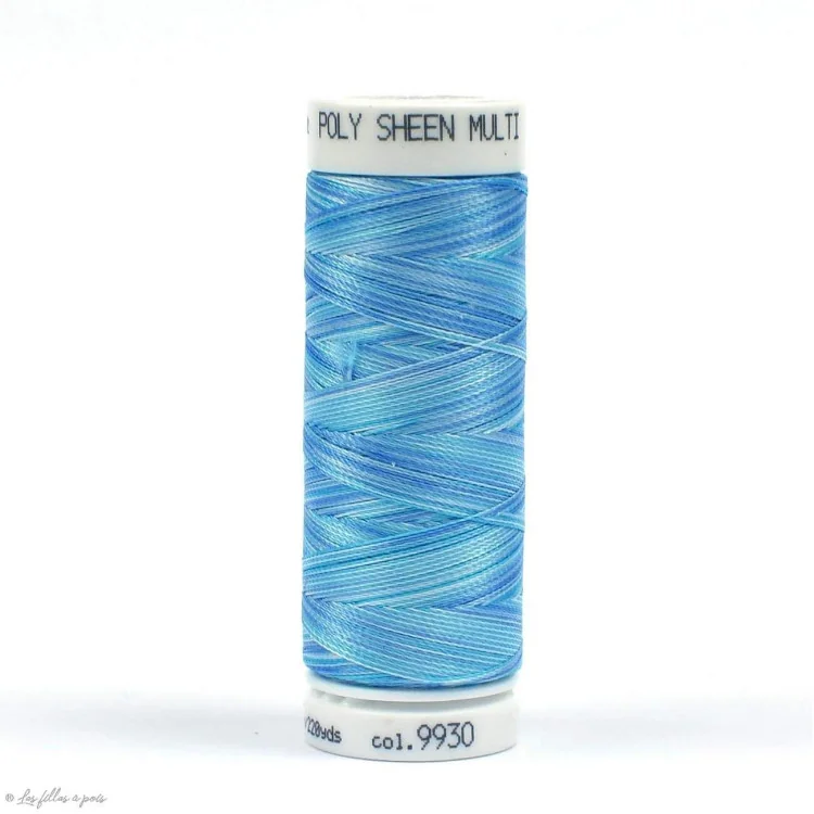 Fil à broder multicolore Polysheen 200m - Mettler - bleu 9930 Mettler : fils à coudre, broder et surjeter de qualité - 1