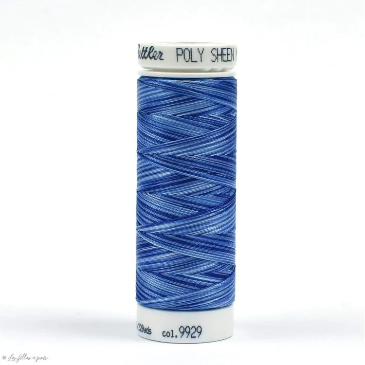 Fil à broder multicolore Polysheen 200m - Mettler - bleu 9929 Mettler : fils à coudre, broder et surjeter de qualité - 1