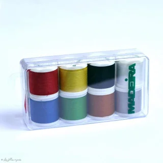 Conjunto de 8 carretéis de linha de costura e de bordado Aerofil - Madeira - 400m Madeira : fils à broder de qualité supérieure