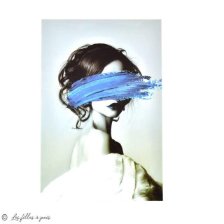 Transfert cliché femme et peinture - Gris et bleu - Thermocollant  - 1