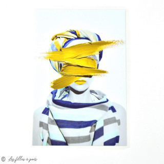 Transfert cliché femme et peinture - Blanc, bleu et jaune - Thermocollant Autres marques - Tissus et mercerie - 1