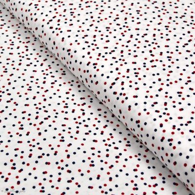 Tissu coton motif pois - Blanc , bleu et rouge - Oeko-Tex ® Autres marques - Tissus et mercerie - 1