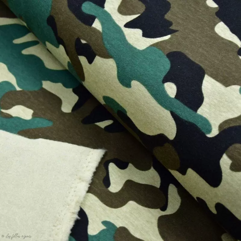 Tissu jersey sweat digital coton motif camouflage - Vert - Oekotex ® Autres marques - Tissus et mercerie - 1