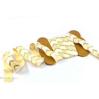 Biais élastique pré-plié motif chevron - Doré - 16mm  - 1