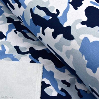 Tissu jersey sweat digital coton motif camouflage - Bleu - Oekotex ® Autres marques - Tissus et mercerie - 1