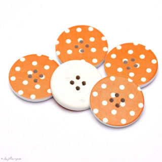 Bouton rond en bois - 30mm - Pois - Lot de 10 Autres marques - Tissus et mercerie - 8