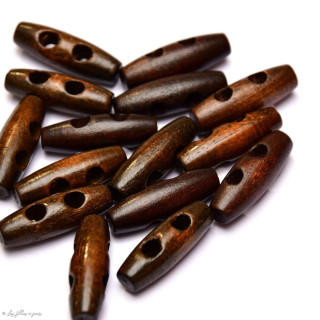 Bouton buchette en bois - Marron - Lot de 6 - 10x30mm  - 1
