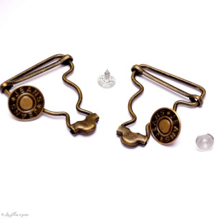Boucles salopette + boutons jean métal - Bronze - Set de 2  - 2