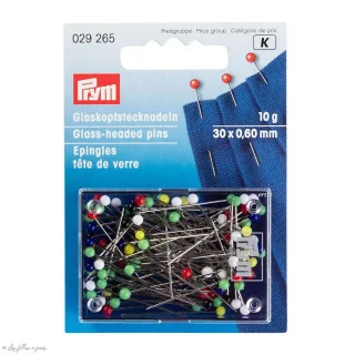 Alfinetes de cabeça de vidro em aço fino multicoloridos para acolchoar - Prym 029265 Prym : mercerie couture et accessoires de 