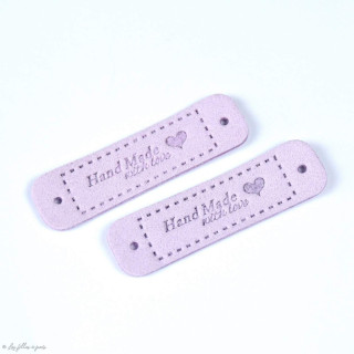Etiquette simili cuir "Hand Made with Love" - 55mm - Lot de 2  - 10