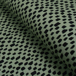 Tissu double gaze de coton traits - Vert et noir - Oekotex ® et GOTS ® Autres marques - Tissus et mercerie - 1