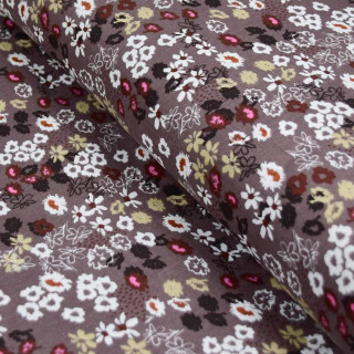Tissu double gaze de coton fleurs - Marron et noir - Oekotex ® et GOTS ® Autres marques - Tissus et mercerie - 1