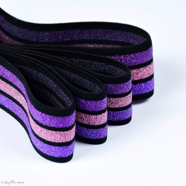 Elastique plat rayures "Glitter" lurex  caleçon - 40mm  - 2