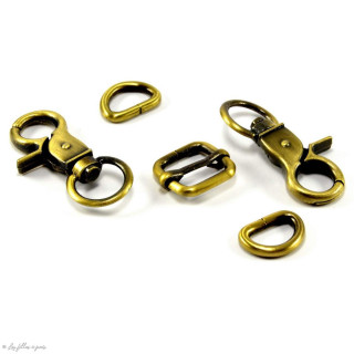 Kit pour une anse de sac Bronze antique patiné - Lot de 5 pièces  - 1