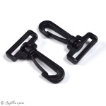 Mousquetons pivotants avec dé en plastique noir - 30mm - Lot de 2  - 3