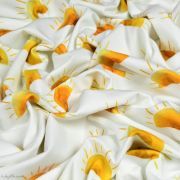 Tissu jersey coton motif soleils "Sunset" - Blanc et  jaune - Oeko-Tex ® Family Fabrics ® - Tissus oekotex - 4